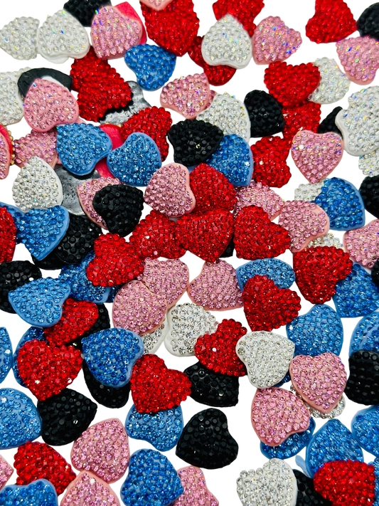 Blinged Heart Charms (2cm)